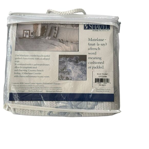 Shavel Vintage Matelasse 1 Standard Sham Fits pillow 20”x29.5” Blue Fauna - Picture 6 of 16